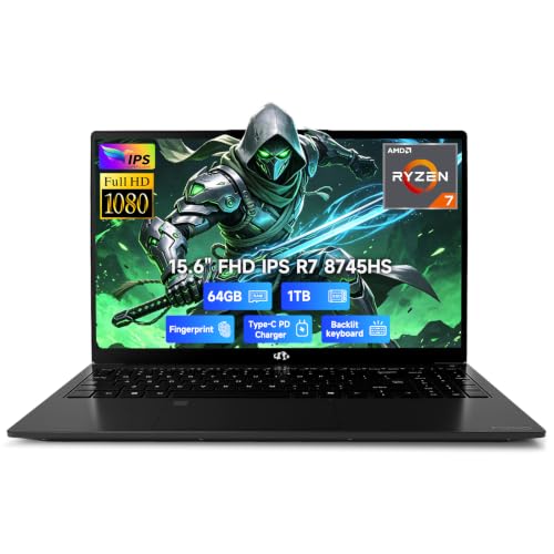 Image of NIMO 15.6 inch AI-Productivity Light Gaming Laptop, AMD Ryzen 7 8745HS Radeon 780M (Beat R9 7940HS), 64GB DDR5 1TB SSD, USB4 100W USB-C PD for Creative Projects, College Creators & AI Work, 2-Yr Warranty