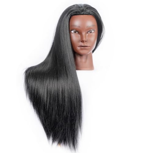 mannequin head with hair doll head for hair styling training head manikin practice cosmetology doll head styling hairdressing training braiding heads with clamp holder black