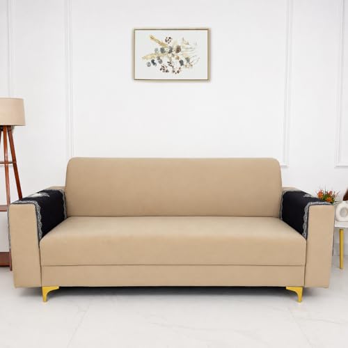Image of Homerz Premium 'Maharaja Paradise Series' Sofa Cover | Net Fabric Sofa Cover | Washable, Anti-Dust Backed & Wrinkle Resistant Cover (Regal Flower, 2 pc Armrest, Armrest)