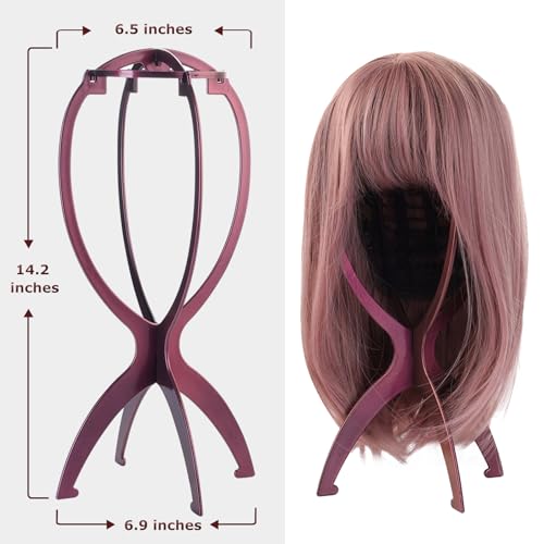 Dreamlover Collapsible Wig Stands Head , Wig Holders, Plum, 3 Pack, 14.2 Inch (Pack of 3) - Image 2