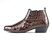 Amali Jasper Men's Fashion Ankle Boots Side Zipper Crocodile Alligator Print Pointed Toe - Brown, Size 8