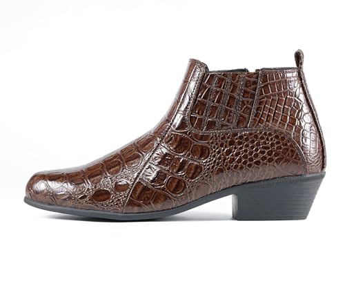 Amali Jasper Men's Fashion Ankle Boots Side Zipper Crocodile Alligator Print Pointed Toe2