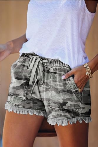 Image of YOCUR Womens Lightweight Shorts Casual Baggy Trendy Hot Pants Elastic Waist Drawstring Comfy Shorts