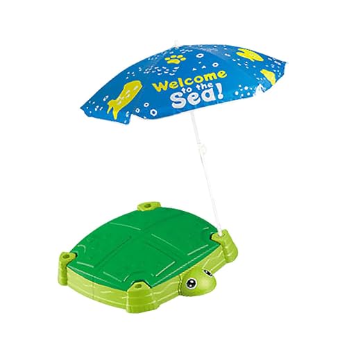 Perfeclan Arenero con Tapa y sombrilla. Juegos acuáticos para niños. Juego sensorial para la Playa, Interior, Exterior, jardín. Regalo para niños 3, Tortuga