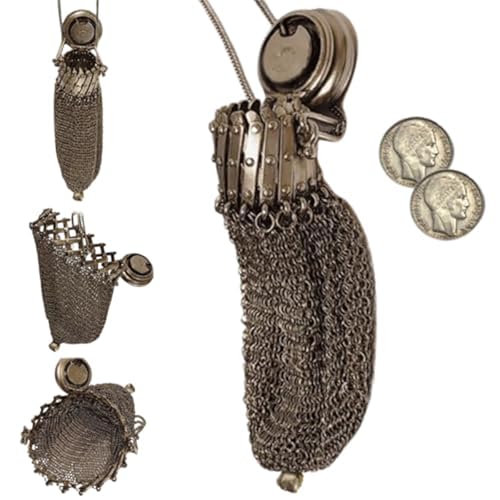 Sac à monnaie rétro Gcroet avec chaîne double maille et fermoir porte-monnaie victorien