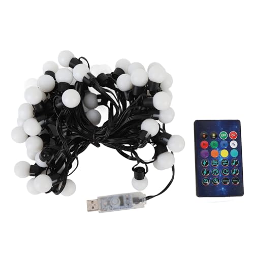 WOHPNLE Luz de cadena RGB de 33 pies, 50 bombillas Luz de cuerda LED con aplicación Bluetooth y control de patio inteligente de control remoto para fiestas en el jardín para el hogar al
