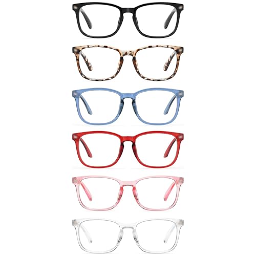 CCVOO Paquete de 6 lentes de lectura con bloqueo de luz azul, antidolor de cabeza, deslumbramiento, fatiga ocular, lentes para computadora para mujeres/hombres (paquete de 6, mezcla, 2.75)