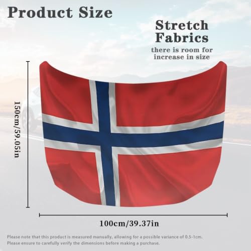 Image of Car Hood Cover Norway Flag Print Car Hood Protector Waterproof Universal Automotive Exterior Accessories Patriotic Decorations for Compact Vehicles Sedans Trucks SUVs for Sports Events