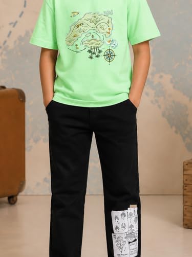 Image of KiddoPanti Boys Printed Co-Ords Set | 100% Cotton & Cottnon Spandex Woven | Drop Shoulder Tshirt with Jeans | Graphic Printed Design| Outerwear For Kids
