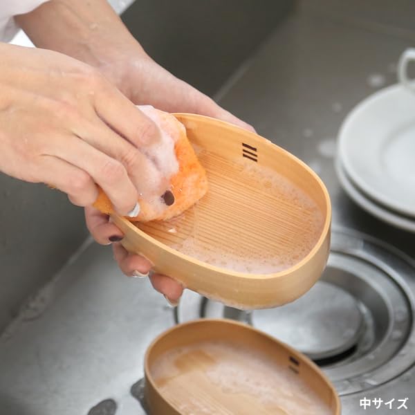 Image of 大館工芸社 Odate Kogeisha 2370 Akita Cedar Magewappa Lunch Box, Parent-child Bento Box, Medium Diameter Approx. 5.7 x Height 2.0 inches (14.5 x 5 cm), Capacity Approx. 10.9 fl oz (310 ml), Made in Japan