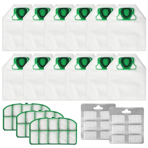 12 bolsas para aspiradora Vorwerk Kobold VK200 FP200, con 3 filtros de protección del motor. Bolsas no tejidas, adecuadas para bolsas de filtro de reemplazo de Vorwerk VK200