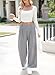 EVALESS Women's Wide Leg Pants Summer Linen Texture Business Casual Work Trousers High Waisted Flowy Palazzo Pants 2026 Fashion Ladies Baggy Comfy Office Slacks with Pockets Grey Medium