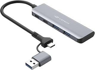 Hub USB-c 3.0 HU-C600GY C3Tech, Com 4 Portas de saida, 2 USB-A 3.0, e 2 USB-C 3.0, Material Externo em Alumínio