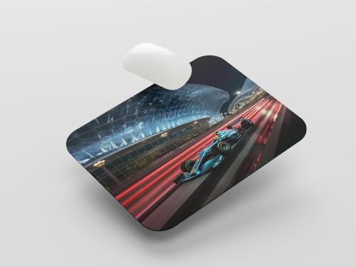 Image of TURTLEWINGS F1 Car on Racetrack Design Mouse Pad