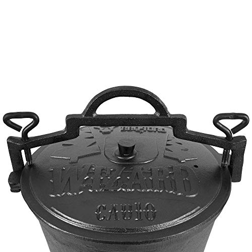 BBQ-Toro "Wizard" cauldron | Cast iron cooking pot | Cast iron pot with three legs, lid, bracket and locking screws | Witch cauldron | Potjie (10 Litres) - Image 6