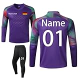 LAIFU Torwarttrikot Personalisieren (Torwarttrikot + Torwarthose) 4 Farben Torwarttrikot Kinder Erwachsene Name Team Nummer (Violett)