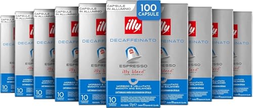 illy, Caffè in Capsule Compatibili DECAFFEINATO, 100 Capsule Totali | in Alluminio, 100% Arabica con Note di Caramello, Cioccolato e Pan Tostato, Senza Caffeina, Gusto Equilibrato