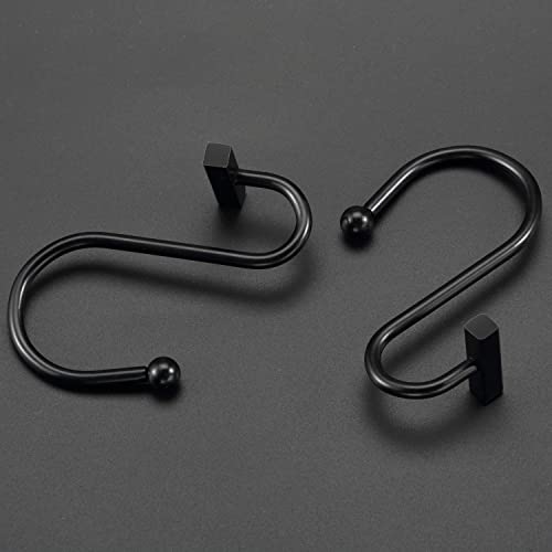 Black Shower Curtain Hooks, Rust Proof Shower Curtain Rings For Bathroom, Chictie Modern Metal Decorative Shower Hooks Hangers For Shower Curtain Rod, Square T Bar Shape Set Of 12 #TOP3