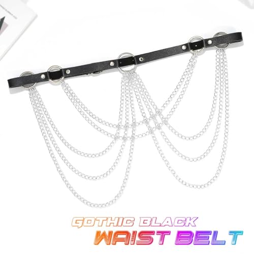 CLOACE Punk Waist Chain Belt Leather Layered Heart Body Chains Gothic Body Accessories for Women2