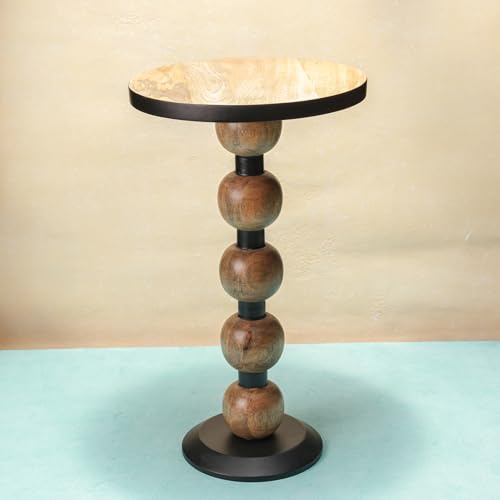 Image of Pearl End Table Wooden Side Table, Black Deco Finish