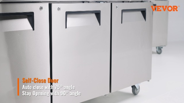 Image of VEVOR 28 inch W Commercial Refrigerator, Undercounter Worktop Refrigerator, 7.4 Cu. Ft Thick Stainless Steel Refrigerated Food Prep Station Fan Cooling Single Door Worktop Fridge with lock for Bar