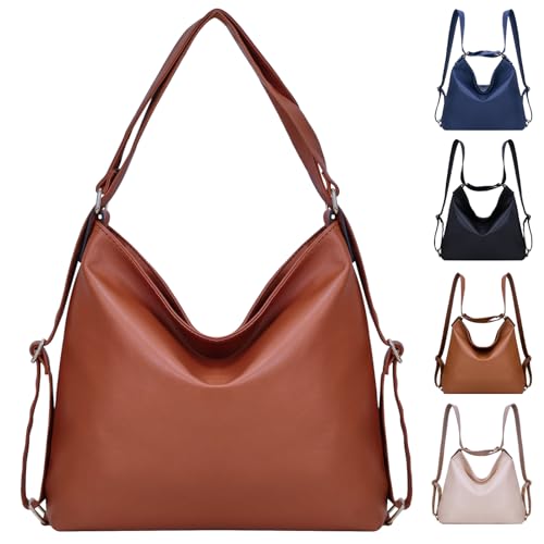 ARNTY Rucksack Damen Handtasche 2 in 1, Elegant Schultertasche für Arbeit, Reisen, Ausflug (Braun)