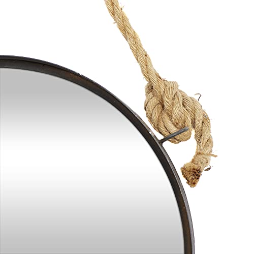 Deco 79 Metal Wall Mirror With Rope Accents, Set Of 2 24", 20"W, Brown #TOP3