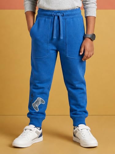 Image of KiddoPanti Boys Solid Fleece Track Pants | Cotton Poly Fleece Fabric | Ankle Length Bottom Rib | 2 Front Patch Pocket | Elastic Waist & Drawcord | Jogger Track Pants for Boys