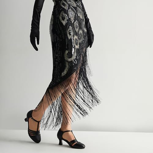 Women 1920s Shoes T-Strap Dance Pumps for Latin Salsa Ballroom Character Shoe Kitten Heel4