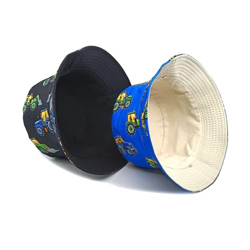 Children's Bucket Hat Cartoon Bulldozer Printed Fisherman Hat Outdoor Sun Protection Hat for Boys Girls4