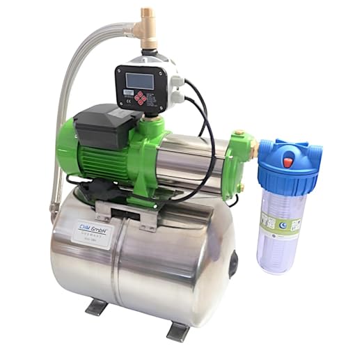 CHM GmbH Hauswasserwerk 50 L Edelstahl 1,5 Kw 8,5 Bar 8400 L/h Gartenpumpe, Wasserpumpe