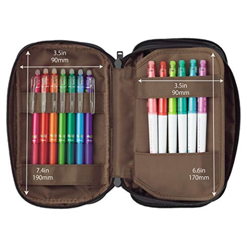 Image of LIHITLAB Large Capacity Triple Zipper Pencil Case For School Office College, Big Capacity 8 Compartments Pencil Bag Holder Adults Teen Boys Girls, Travel Cosmetics Storage, Black (A7556-24)