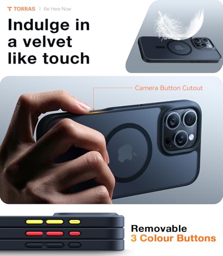 TORRAS for iPhone 16 Pro Max case with MagSafe, 12FT Military Grade Shockproof, Slim Thin but Sturdy, Velvety Touch & Anti-Slip Texture, Magnetic Protective for iPhone 16 Pro Max Case Black TORRAS for iPhone 16 Pro Max case with MagSafe, 12FT Military Grade Shockproof, Slim Thin but Sturdy, Velvety Touch & Anti-Slip Texture, Magnetic Protective for iPhone 16 Pro Max Case Black