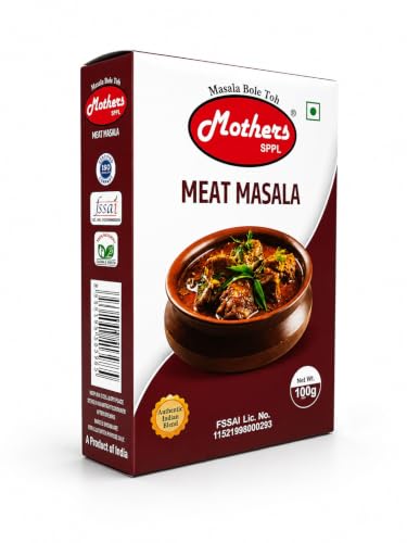 Image of MOTHERS SPPL Meat Masala - 100g Pack of 3 Black Pepper-Coriander-Chilli Blend for Rich, Aromatic Meat Curries & Gravies Hot, Dark Tan Meat Masala Powder for Mutton.