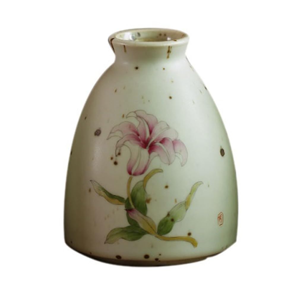 Bzgpmfud One Color Vase Desktop Flower Retro Ceramics Hand-Painted Lily Chinese Style Arrangement Tabletop Creative Hydroponics