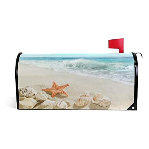 WOOR Summer Beach and Starfish Magnetic Mailbox Cover Oversized for Garden Yard Outdoor Decorations-20.8" x 25.5" Cover