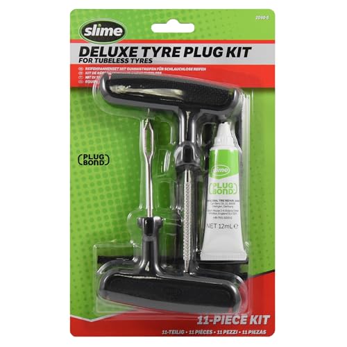 Slime 2040-5 Tire Repair Plug Kit Deluxe Contains Strings Tools and Glue 11 Pieces