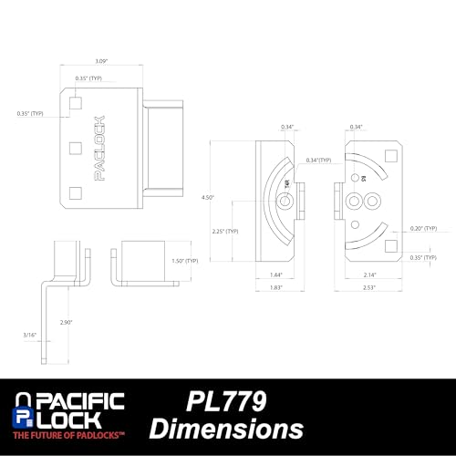 Image of PACLOCK's PL779 Right-Angle Hockey Puck Hasp, Padlock & Keys Not Included, Puck-Mountable w /Extra Security Features, No Backplates