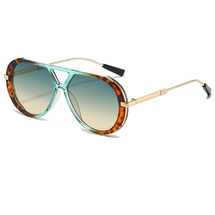 bullabulling Oversized Pilot Sunglasses For Women Fashion Big Frame Sun Glasses Trendy Metal Frame Oval Shades2