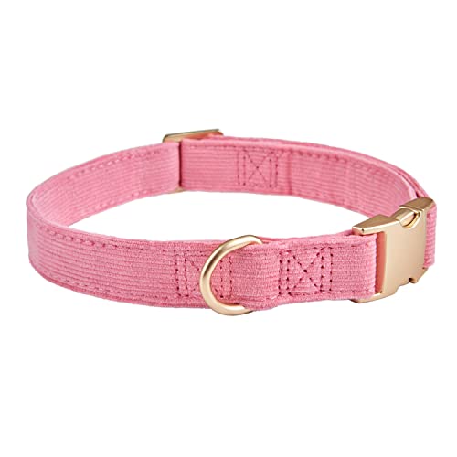 YUDOTE Ultraweiches Hundehalsband natürliche Baumwolle Cord für Kleine Hunde mit empfindlicher Haut,Rosa