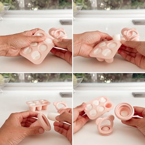 Image of Ali+Oli (2-Set) Breastmilk Freezer Trays (Pink) BPA-Free Food-Grade Silicone, Perfect Size Portions Fit Into Our Pacifier Feeder Sets, Infant & Toddler Teether Soother, Fruit Teethers for Babies