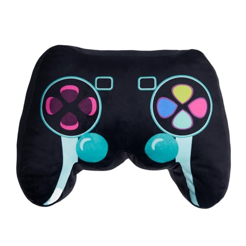 OHS Gaming Pillow Cushion Gaming Controller Shaped, Soft Plush Comfy Back Support Cushions Lightweight Gaming Cushion For Living Room Bedroom & Gaming Gift, Black - 30x23cm