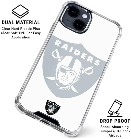 Skinit Clear Phone Case Compatible with iPhone 15 Plus - Officially Licensed NFL Las Vegas Raiders Double Vision Design