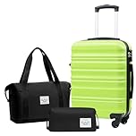 LONG VACATION Luggage Sets 20 IN Carry on Suitcase ABS Hardshell Luggage 3 Piece Set with TSA Lock Spinner Wheels(Apple Green, 20 INCH)