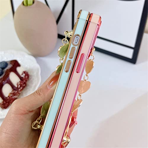 iPhone 14ケース 6.1インチ 対応 可愛い チェーン 飾り ハート TPUバンパー ソフト シンプル 韓国 人気 アイフォン14ケース かわいい シリコン 純正 携帯カバー おしゃれ レンズ保護 スマホケース 水色