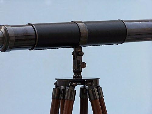 Nauticalmart Admirals Floor Standing Oil Rubbed Bronze with Leather Telescope 60"