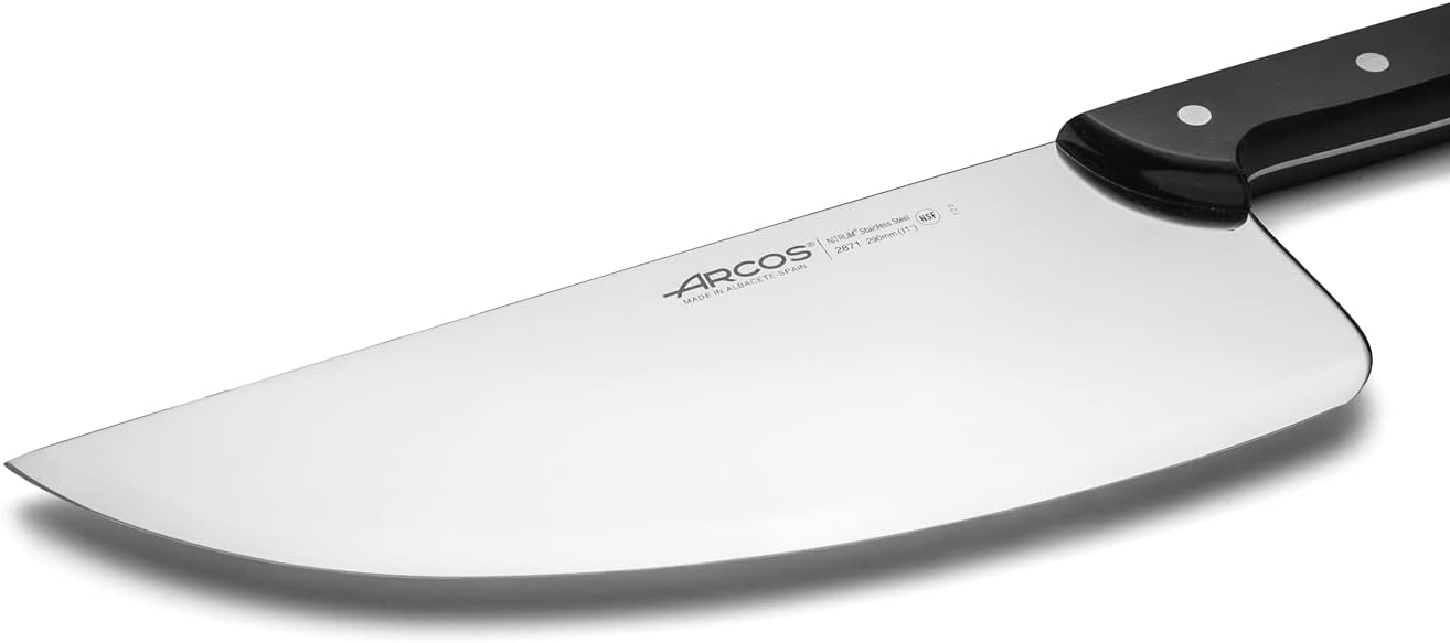 Arcos Fishmonger Knife 11 Inch Nitrum Stainless Steel. Ergonomic Polyoxymethylene POM Handle and 290 Blade.Flexible blade and a smooth edge. Series Universal. Color Black.
