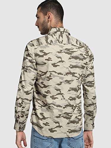 Image of Lee Cooper Men's Checkered Regular fit Casual Shirt (1001966952001 Beige S)