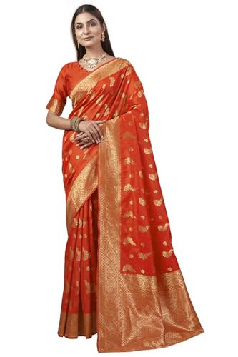 Image of Shasmi Women's Banarasi Saree Pure Kanjivaram Silk Saree Soft new ladies 2025 Design Wear Pattu Sarees Party Sari collections With Blouse Piece for Wedding sadi (PARI-188)