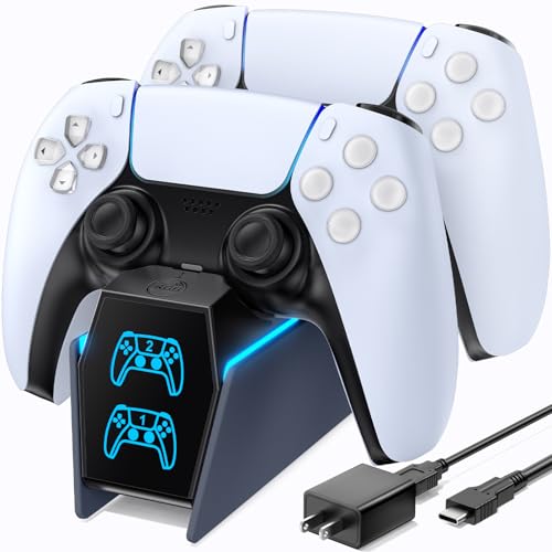 Image of OIVO P5 Controller Charger with Fast Charging AC Adapter, P5 Controller Charging Station Stand for Play Station 5, Docking Station Replacement for PS 5 Accessories Kits, Gray